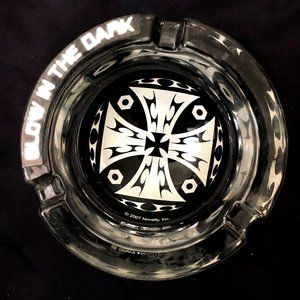 * Glow in the Dark Formy Maltese Cross Glass Ashtray